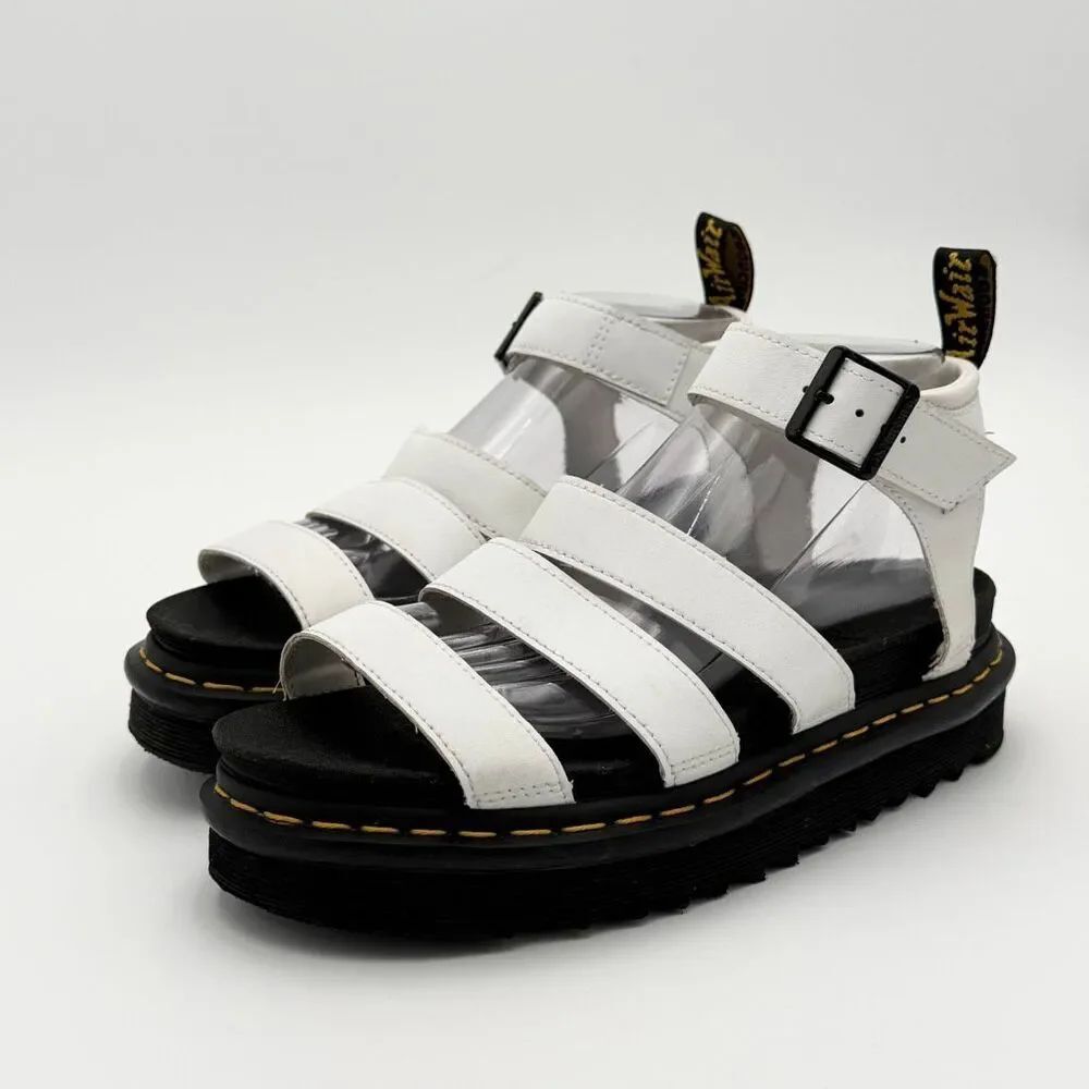 Dr. Martens Blaire White Leather Multi Strap Ankle Sandals - US Women’s 8 / EU 3